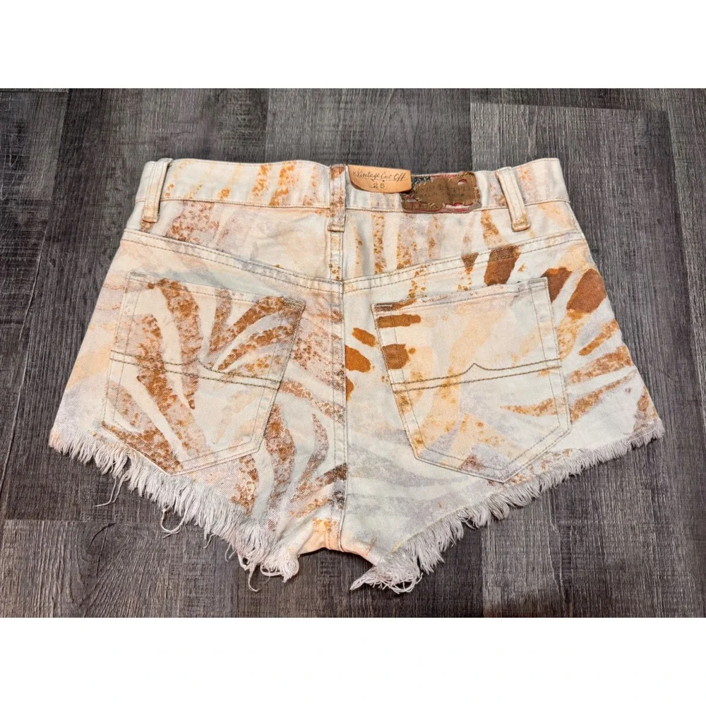 Denim‎ & Supply Ralph Lauren Vintage Cut Off Shorts Abstract Print Tan 25